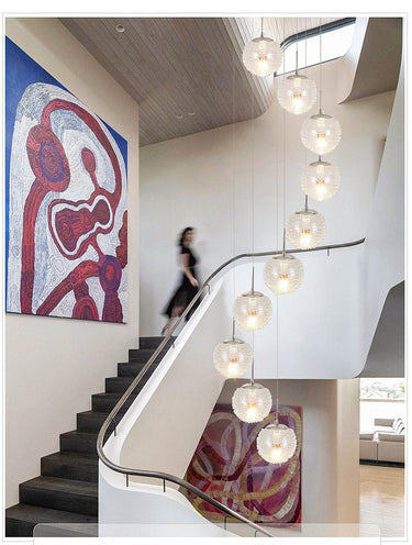 Wave Ball Simple Light Chandelier Staircase Pendant